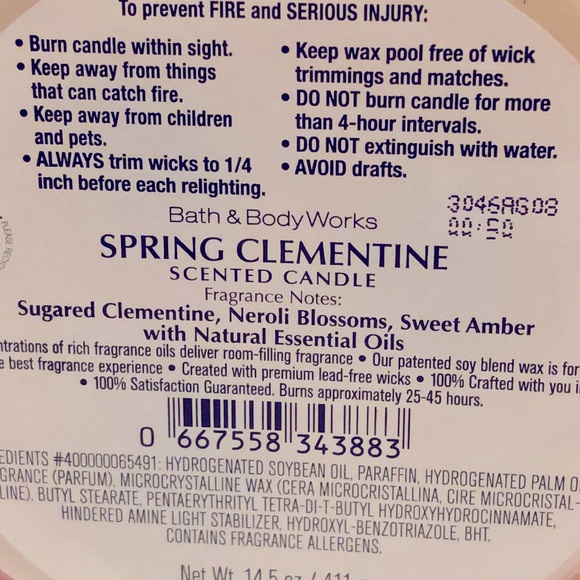 NWT Bath & Body Works Soring Clementine 3 wick candle. - Picture 8 of 8
